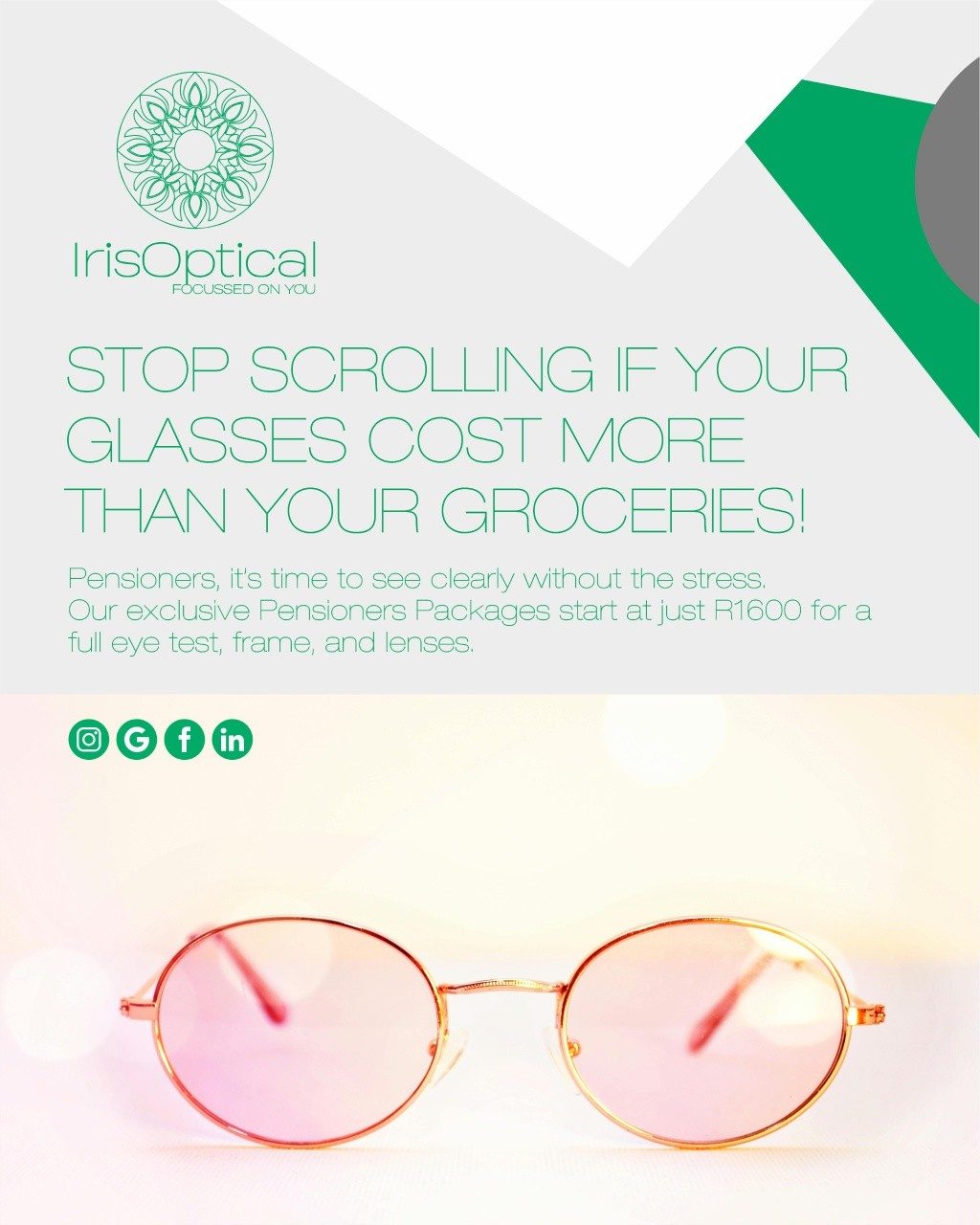 Instagram post from irisopticalza. This post is in position 4.